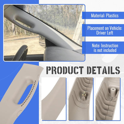 Front Left A Pillar Grab Handle Molding Trim Fits 2002-2010 Dodge Ram 1500 2500 3500 Pickup Truck Replacement for 1TE75BD1AA 5GR29TL2AF Driver Side Windshield Post Interior Trim Beige