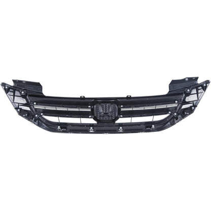 ALMULOO Front Bumper Grill Compatible with 2013-2015 Honda Accord 4Door Sedans Only Upper Black Chrome Grille ABS Plastic Replacement for 71121T2FA01 HO1200214