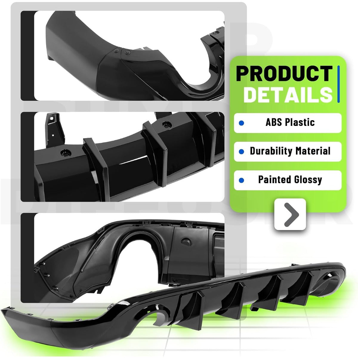 Rear Bumper Diffuser Compatible with 2011-2022 Dodge Durango R/T SRT Rear Lower Bumper Lip Splitter Valance Bumper Spoiler Painted Gloss Black