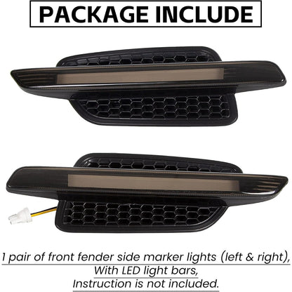 ECOTRIC Front Fender Side Marker Lights Compatible with 2008 2009 Pontiac G8 Turn Signal Light Amber Led Smoked Lens 2 Pcs
