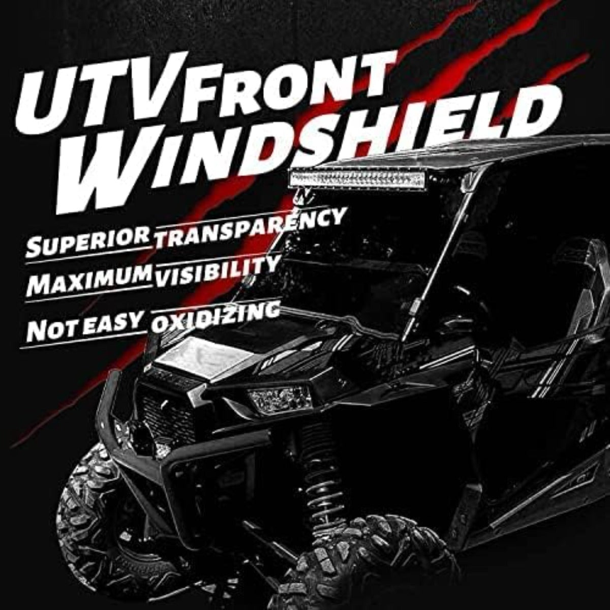 Full Smoke Windshield Compatible with 2018 John Deere XUV 835E 835M 865E 865M Heavy Duty Front Windscreen