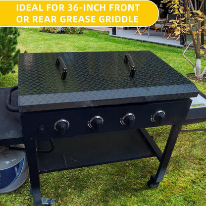 Griddle Hard Top Lid Black Grill Cover with Handle Outdoor Home BBQ Hood for 36" Front or Rear Grease Griddle 36 Inch