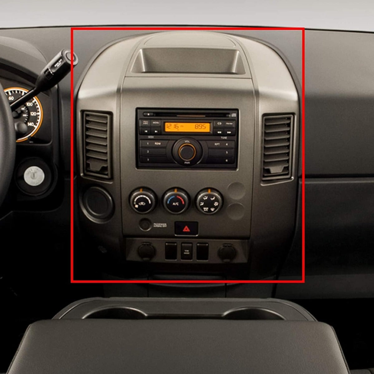 Center Dash Audio A/C Instrument Panel Bezel Cover Lid Compatible with Nissan 2004-2006 Titan XE SE Armada SE Replacement for 682578S800 Dashboard Finisher Bezel - Gray WITHOUT Center Speaker