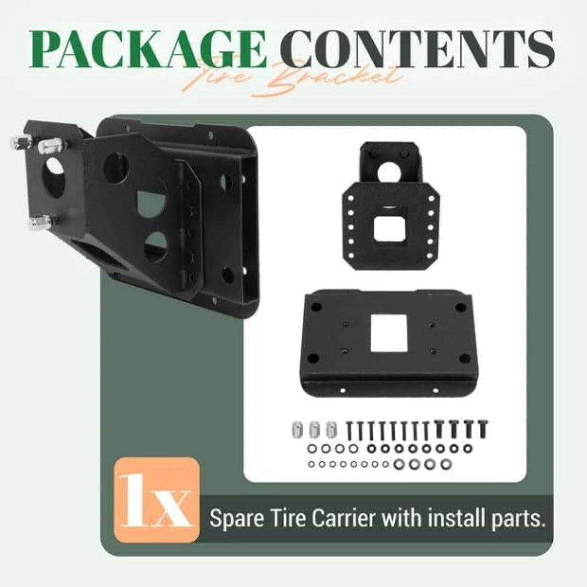 Heavy Duty Spare Tire Carrier Up to 40 inches Spare Wheel Compatible with 2007-2018 Jeep Wrangler JK JKU Spare Tire Lift Carrier Holder Rack Steel Powder Coated Black