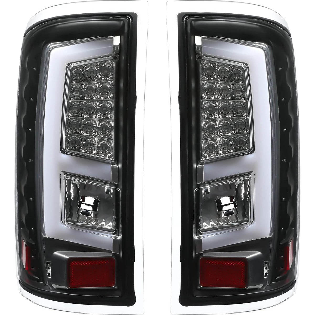 KUAFU Tail Light Compatible with 2014-2018 GMC Sierra 1500 2500HD 3500HD Pickup Truck LED Tube Bar Stop Brake Lamps LH & RH Tail Lamp Black Housing Smoke Lens