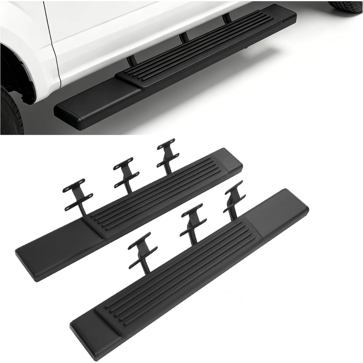 ALMULOO Pair Regular Running Boards Compatible with 2015-2026 Ford F-150 Regular Cab Running Boards Step Nerf Bars Steel+Plastic Powder Coated+Textured Black Left + Right Side