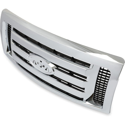 Silver Grille Compatible With 2009-2014 Ford F-150 XL Model Bumper Grille Assembly Cover Guard Chrome Shell w/Black Insert 9L3Z8200D FO1200511