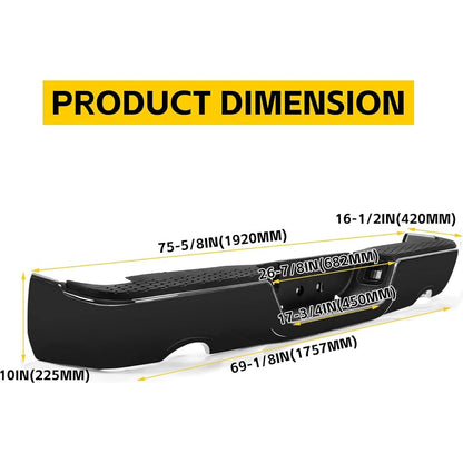 Rear Step Bumper Assembly Compatible with 2009-2022 Dodge RAM 1500 W/Dual & license lamp W/O Sensor Holes Replacement For CH1103123 Two Packages LYAM-364S-2A+LYAM-364S-2B