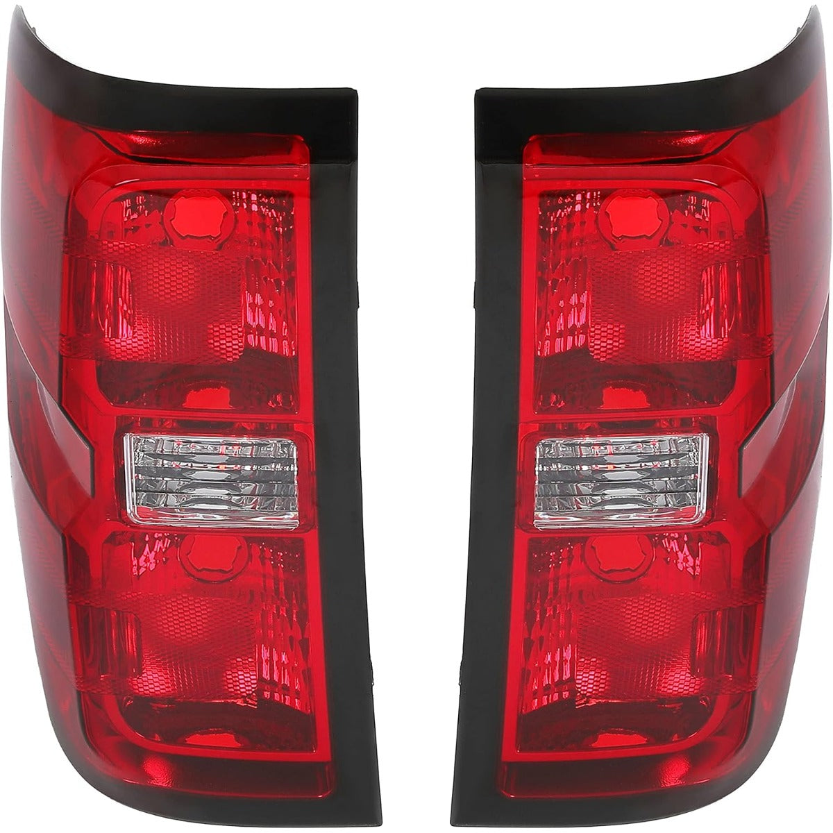 HECASA Tail Lights Assembly Compatible with 2014-2018 Chevy Chevrolet Silverado 1500/2500/3500 HD GMC Sierra 3500 HD Dually Model Replace for GM2800261 Brake Lamps Red Lens & Chrome Housing Pair