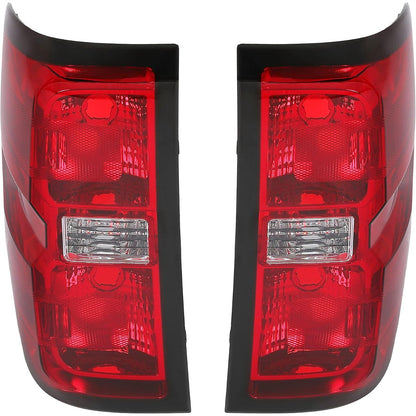 HECASA Tail Lights Assembly Compatible with 2014-2018 Chevy Chevrolet Silverado 1500/2500/3500 HD GMC Sierra 3500 HD Dually Model Replace for GM2800261 Brake Lamps Red Lens & Chrome Housing Pair