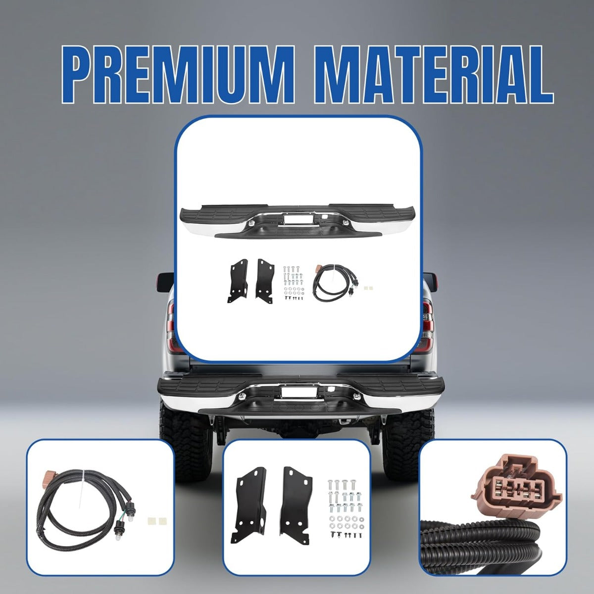 Rear Step Bumper Compatible with 1999-2007 Chevy Chevrolet Silverado GMC Sierra 2500 HD 3500 Truck Chrome Steel Replacement for GM1103129 12473000 GM1103141 GM1191121 LYAM-285T