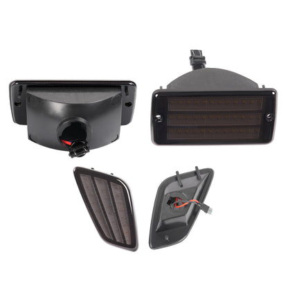 HECASA Pair LED Turn Signal and Side Marker Light Compatible with 1997-2006 Jeep Wrangler TJ Smoke Lens Plastic Front Bumper Signal Fender Light 4 Pieces