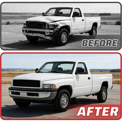 ALMULOO Front Bumper Cover Compatible With 1994-2002 Dodge Ram 1500 2500 3500 Base Replacement for 55076610AB CH1000160 Upper Bumper Panel skin Fascia Face Overlay Plastic PP Textured Black