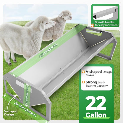 Livestock Feeding Trough 22 Gallon Capacity 45" Hay Feeder Heavy