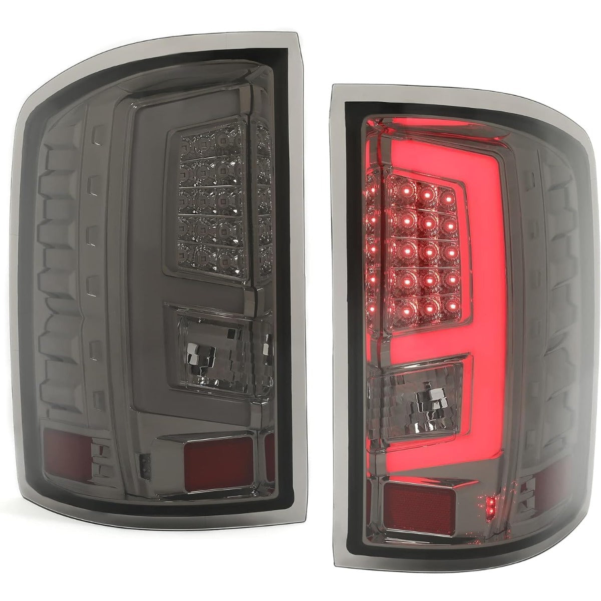 KUAFU Tail Light Compatible with 2014-2018 GMC Sierra 1500 2500HD 3500HD Pickup Truck LED Tube Bar Stop Brake Lamps LH & RH Tail Lamp Black Housing Smoke Lens