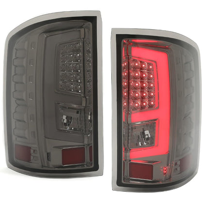 KUAFU Tail Light Compatible with 2014-2018 GMC Sierra 1500 2500HD 3500HD Pickup Truck LED Tube Bar Stop Brake Lamps LH & RH Tail Lamp Black Housing Smoke Lens