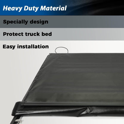 Soft Roll-Up 5.8ft Tonneau Cover Compatible with 2007-2025 Chevrolet Chevy Silverado 1500 GMC Sierra 1500 Fleetside Styleside, Trunk Bed Cover Black