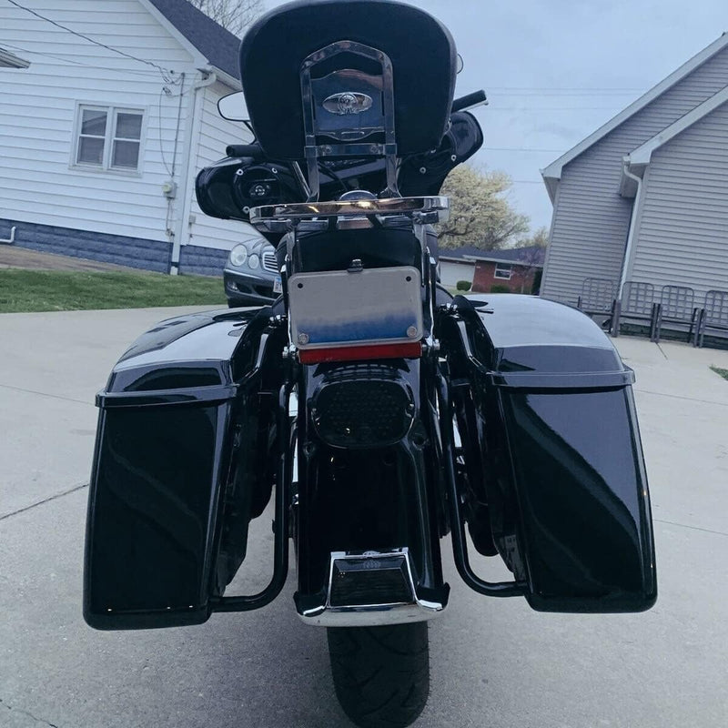 KUAFU Saddle Bags Trunk W/Lid & Latch Key with Black Bracket Compatible with 1984-2017 Harley Davidson Softail Models Saddlebag Conversion Bracket Kit Support Mounts 2 Packages LTS+LYHD-08-B