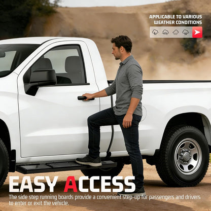 ALMULOO Side Steps Compatible with 19-25 Silverado/Sierra HD Regular Cab