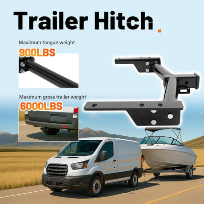 Class 3 Rear Trailer Hitch, 2 Inch Receiver Compatible with 2015-2025 Ford Transit-150 Transit-250 Transit-350 E-Transit