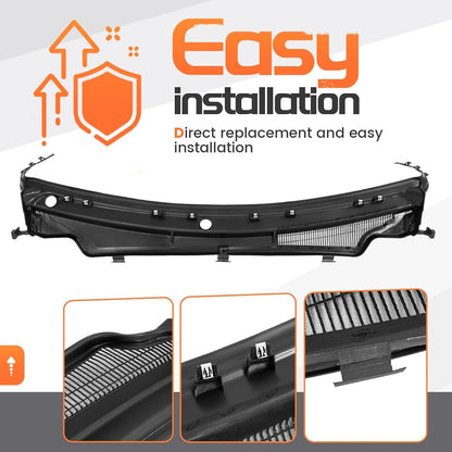 Windshield Wiper Cowl Panel Compatible with 2011-2015 Jeep Grand Cherokee, Air Inlet Window Cover Cowl Top Panel 55079197AH CH1271101 Black Plastic PP
