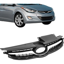 Front Upper Grille Compatible with 2011-2013 Hyundai Elantra Sedan 86350-3X000 Bumper Radiator Hood Grill Assembly Chrome Black+Silvery