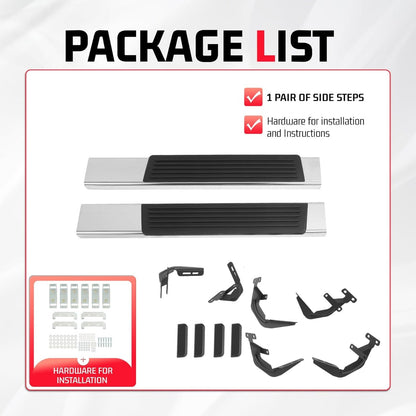 Side Steps Compatible with 2015-2026 Ford F-150 Regular Cab Running Boards Step Nerf Bars 304 Stainless Steel+Steel+Plastic Silvery+Black