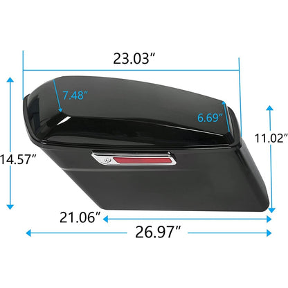 Saddle Bags Trunk W/Lid & Latch Key with Black Bracket Compatible with 1984-2017 Harley Davidson Softail Models Saddlebag Conversion Bracket Kit Support Mounts 2 Packages LTS+LYHD-08-B