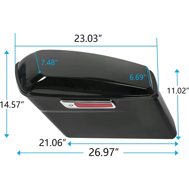 KUAFU Saddle Bags Trunk W/Lid & Latch Key with Black Bracket Compatible with 1984-2017 Harley Davidson Softail Models Saddlebag Conversion Bracket Kit Support Mounts 2 Packages LTS+LYHD-08-B