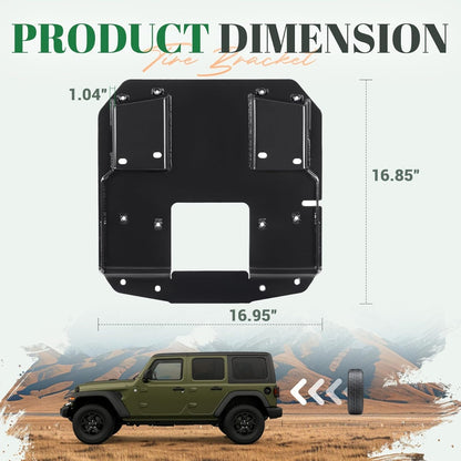 Spare Tire Relocation Mounting Bracket Compatible with 2018-2025 Jeep Wrangler JL (2Door/Unlimited) & 2021-2024 Wrangler 4xe-Powder Coated Steel, Up to 35" Tires, Tire Carrier Holder Tire Rack