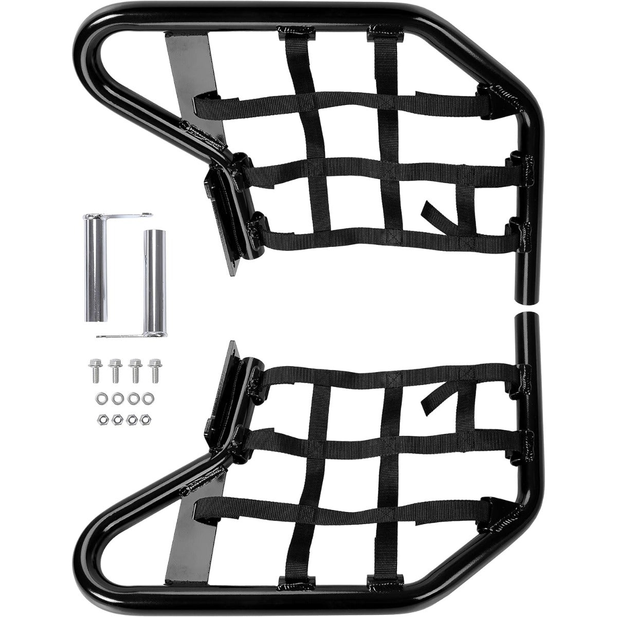 Side Step Nerf Bars Compatible with Yamaha Raptor 700 YFM 700 YFM700R Models Aluminium Foot Guard Pegs W/Black Webbing Nets