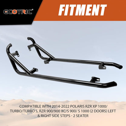 Black Nerf Bars Rock Sliders Compatible with 2014-2023 Polaris RZR XP 1000/ Turbo/Turbo S, RZR 900/900 XC/S 900/ S 1000 (2 Doors) Left & Right Side Steps - 2 Seater