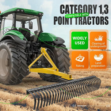 60In Landscape Rake, 3 Point Rake, 360 Rotation Compatible with Category 1, Cat1 Tractors Tow-Behind Garden Tool for Garden, Farm, Clearing Brush, Raking Arenas 2 Package Yellow