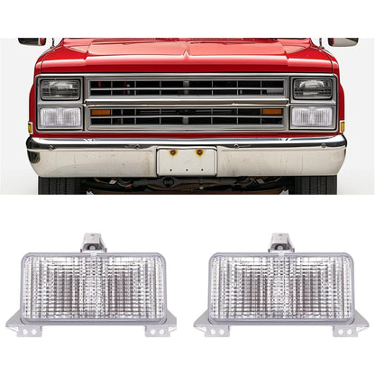 HECASA Pair Turn Signal Light Compatible with 1983-1991 Chevy Chevrolet Blazer GMC Suburban C/K/R/V Pickup Truck Replacement for GM2520122 GM2520122 Parking Light Lamp Driver&Passenger Side Clear Lens