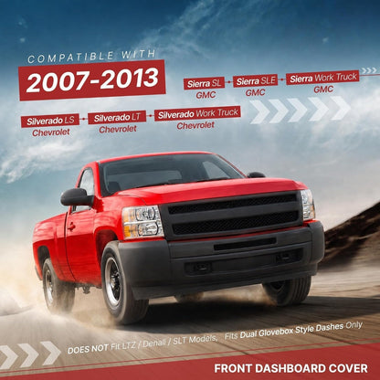 ALMULOO Dashboard Cover Compatible with 2007-2013 Chevy Chevrolet Silverado