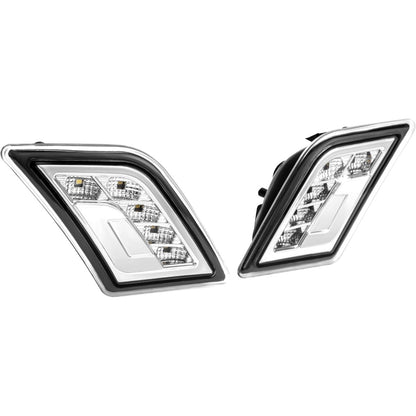 HECASA Pair LED Side Marker Lights Compatible with 2008-2011 Mercedes-Benz C300 C350 C63 AMG 4 Door Sedan Models Side Marker Lamps Replacement for MB2554100 MB2555100 LH&RH Clear Lens Chrome Housing