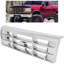 Front Grille Grill Compatible with 1992-1997 Ford Bronco F-150 F-250 HD F-350 Bumper Grille Replacement for FO1200173 F4TZ8200A Grill Assembly Chrome Silvery