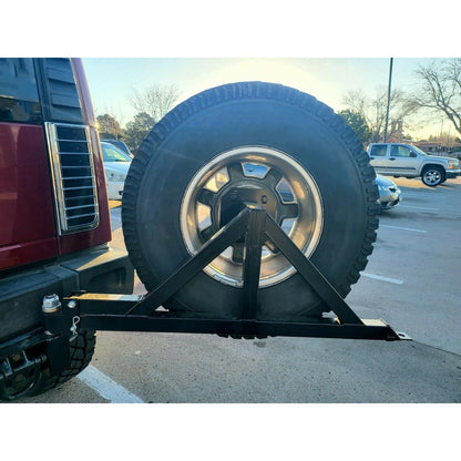 Spare Tire Carrier Mount Compatible with Hummer H2 with Rear License Plate Relocating Kit w/Light Black