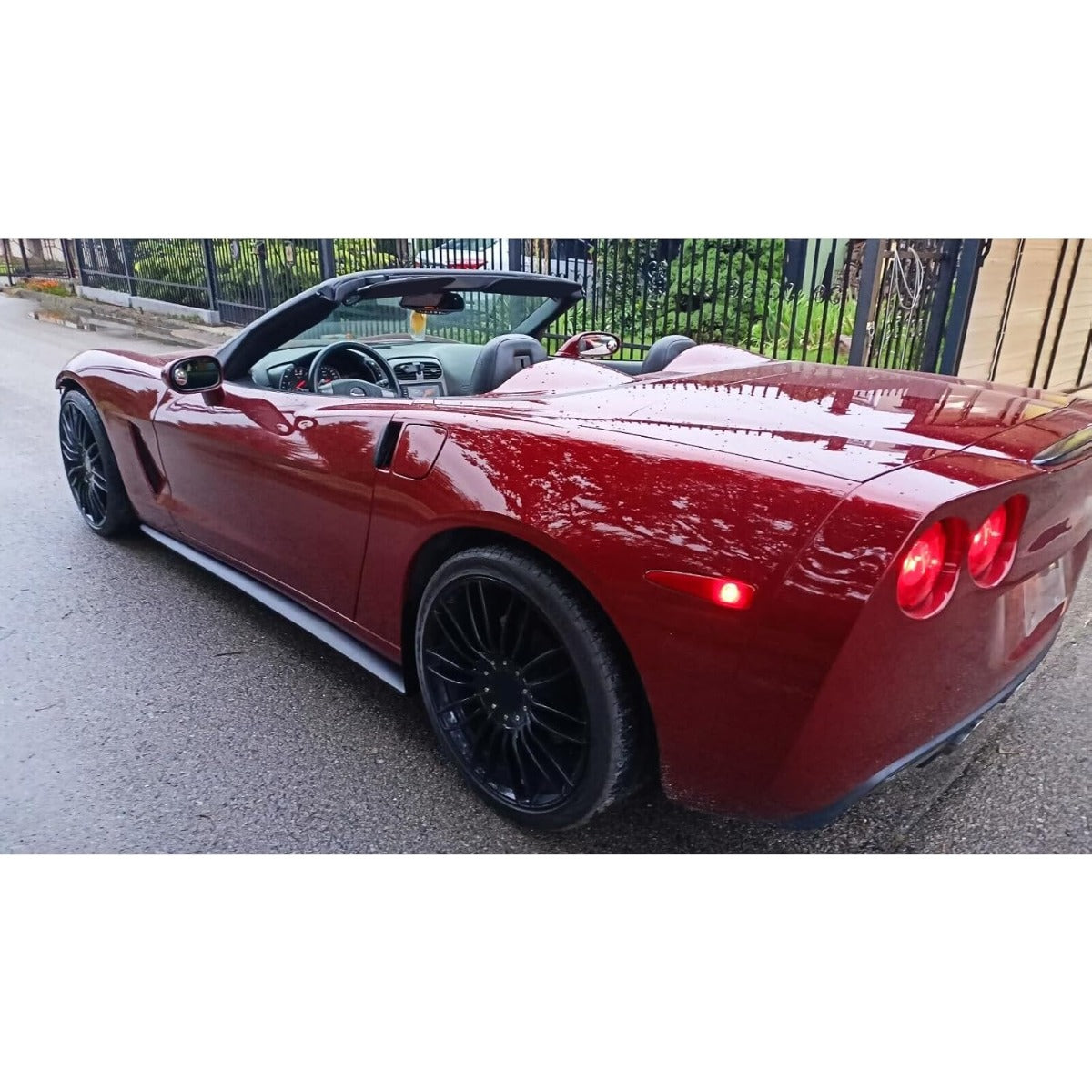 Side Skirts Extension Compatible with 2005-2013 Corvette C6 ZR1 Style Base Convertible 2-Door (05-13 Base Models) Painted Matte Black with Mud Flaps Rocker Panels Guard Body Kit Replacement