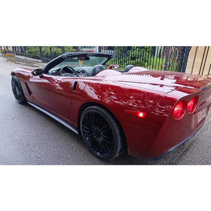 Side Skirts Extension Compatible with 2005-2013 Corvette C6 ZR1 Style Base Convertible 2-Door (05-13 Base Models) Painted Matte Black with Mud Flaps Rocker Panels Guard Body Kit Replacement