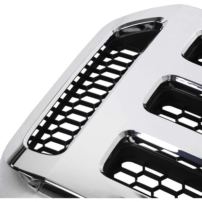 HECASA Front Grille Compatible with 2005-2007 Ford F250 F350 F450 F550 SuperDuty FO1200456 5C3Z8200BAA Upper Bumper Hood Grill W/Gray Honey Comb Chrome