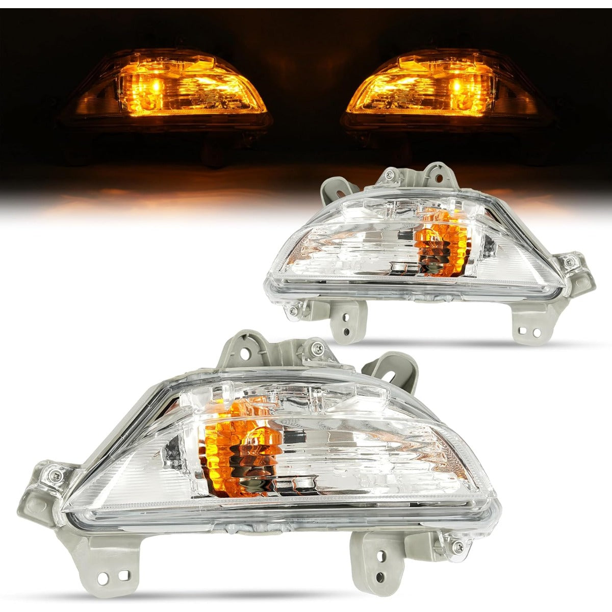 HECASA Pair Bumper Turn Signal Lights Compatible with 2014-2016 Mazda 3 Front Turn Signal Lamp Driver & Passenger Side Clear Lens Replacement for MA2530119 MA2531119 B45A51350A B45A51360A