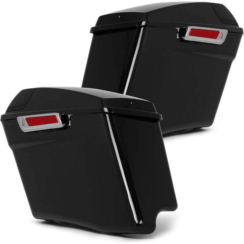 5'' Extended Saddlebags w/speaker lids Compatible with 1993-2013 Harley Davidson Road King Glide Electra Street Glide All Touring Models Stretched Hard Saddle Bags LTB20