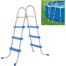 KUAFU 36 Inch Swimming Pool Ladder 52 Inch High Heavy Duty Steel Above Ground with 3 Plastic Removable Steps Non-Slip Blue Fit for Entry and Exit Outdoor Swim Pools