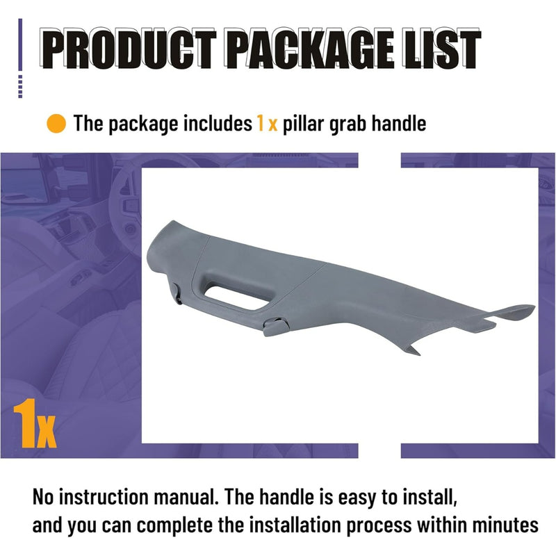 A Pillar Grab Handle Interior Trim Left Driver Side Compatible with 2011-2016 Ford F-250 F-350 F-450 F-550 Super Duty Replacement for BC3Z-2503599-AC - Gray LYAP-060-GRAY-L