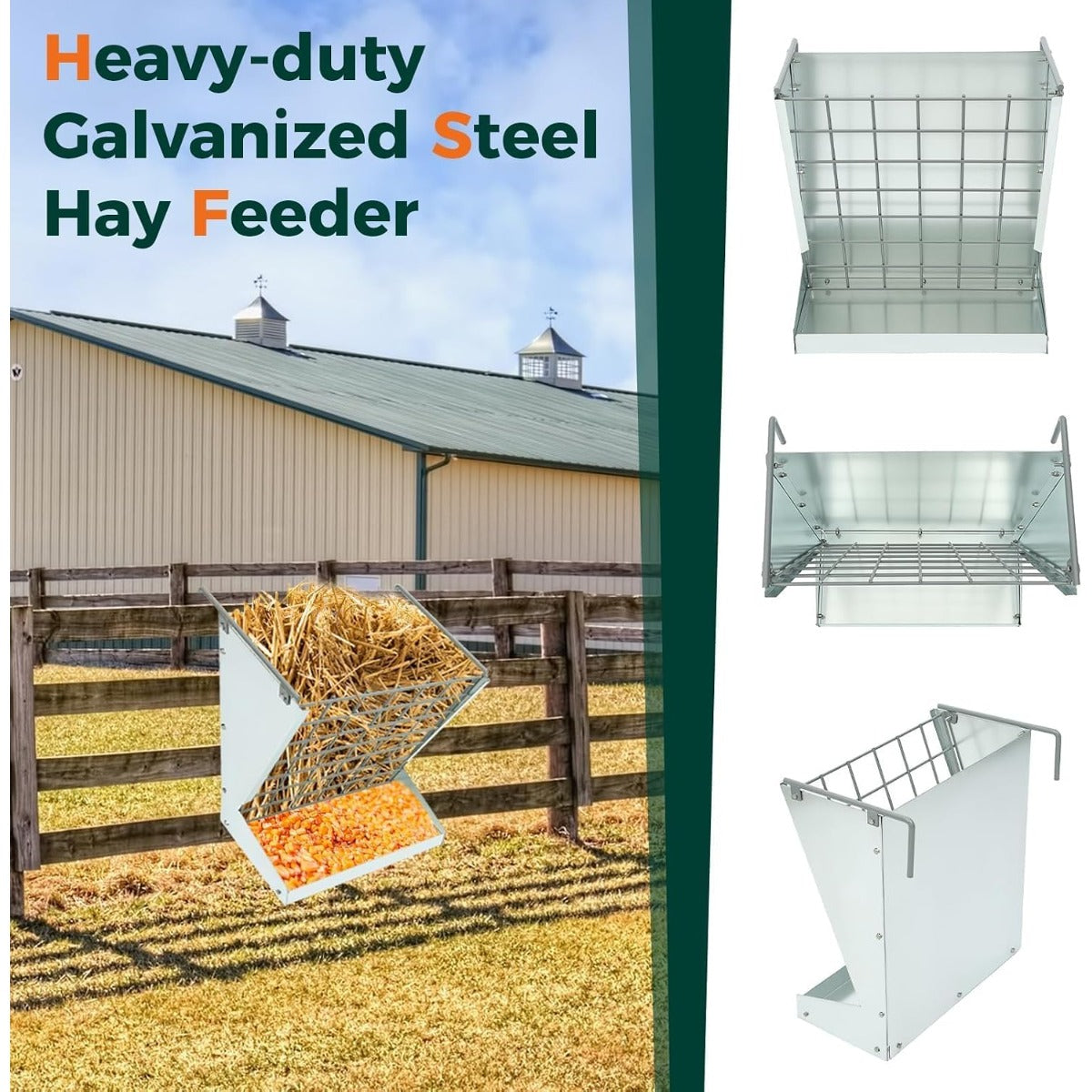 KUAFU Hay Feeder 2 in 1 Hay Rack Wall Mount Goat Feeders,Heavy Duty