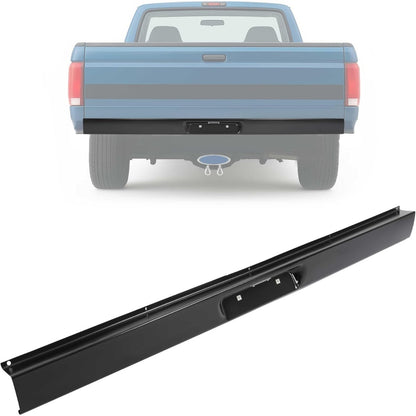 KUAFU Rear Roll Pan Compatible with 1987-1996 Ford F150 Styleside/Fleetside Bed W/LED License Light and Plate Box Bumper Rollpan Face Bar Steel Black