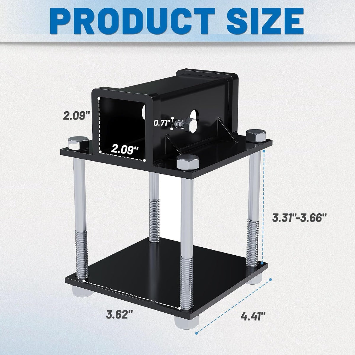 ECOTRIC RV 2" Bumper Hitch Reciver Fits for 4" x 4.5" Square RV Rear Bumpers, 200LBS Capacity Camper Bike Cargo Carrier Hitch Receiver Adapter
