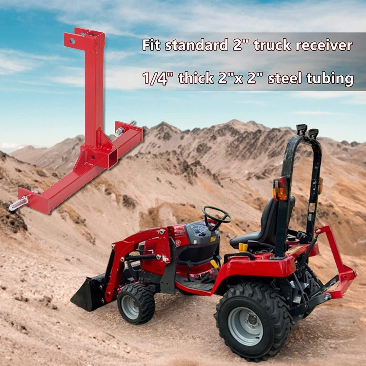 2 Inches Receiver 3 Point Trailer Hitch Category One Tractor Tow Red Gooseneck Drawbar Adapter with One Year Warranty