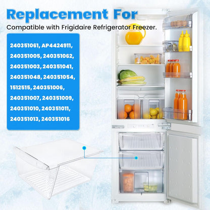 KUAFU 240351061 Crisper Pan Drawer Compatible with Frigidaire Refrigerator Freezer AP4424911 240351005 240351062 Plastic (PC) Replacement Only Clear